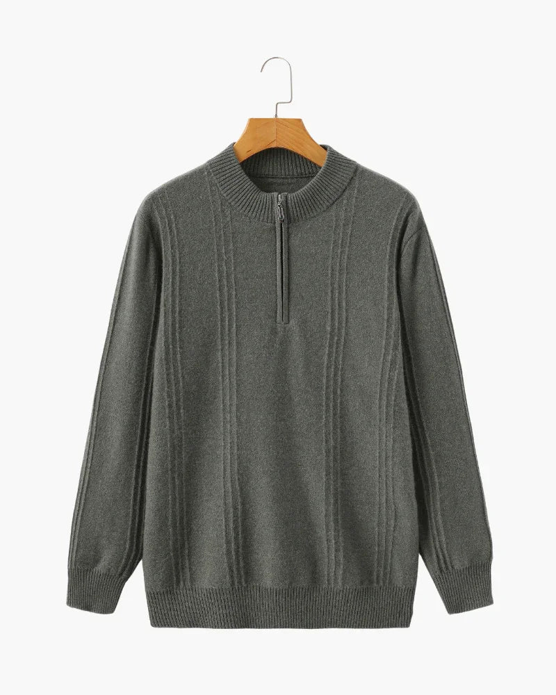 Luxury 100% Cashmere Ribbed Half Zip