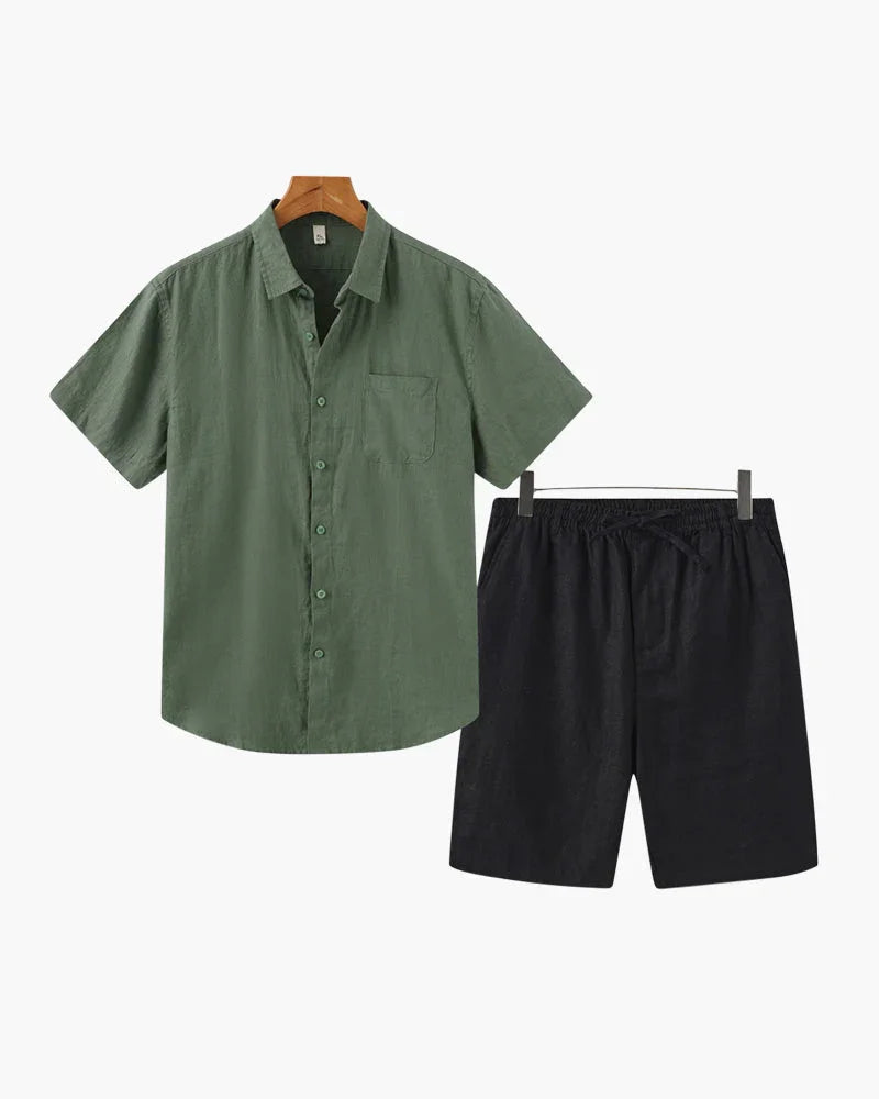 Linen Summer Set – Short Sleeve Shirt & Shorts