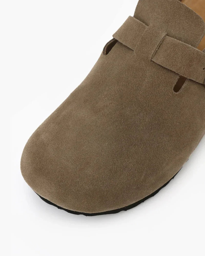 Suede Buckle Clogs – The Riviera