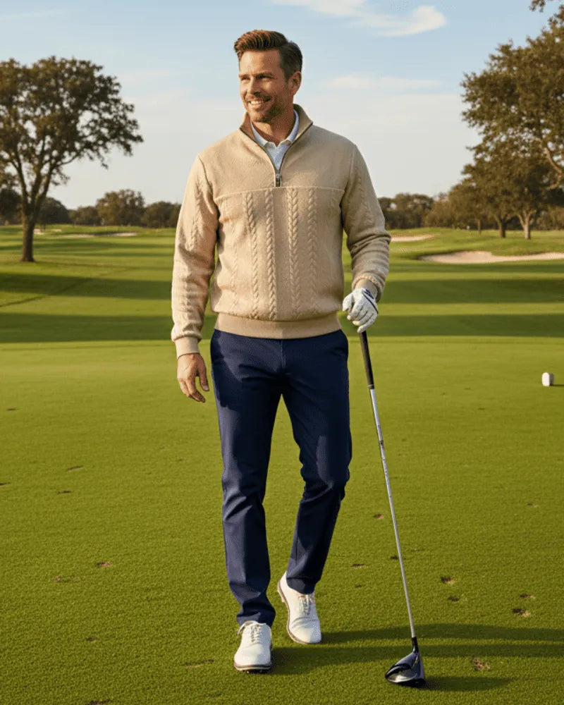 Knit Sweater with Half Zipper - The Driver