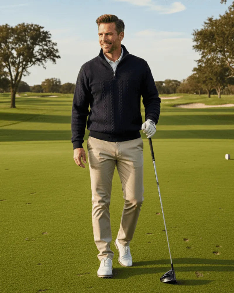 Knit Sweater with Half Zipper - The Driver