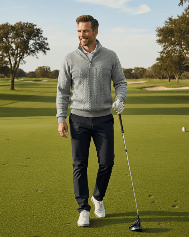 Knit Sweater with Half Zipper - The Driver