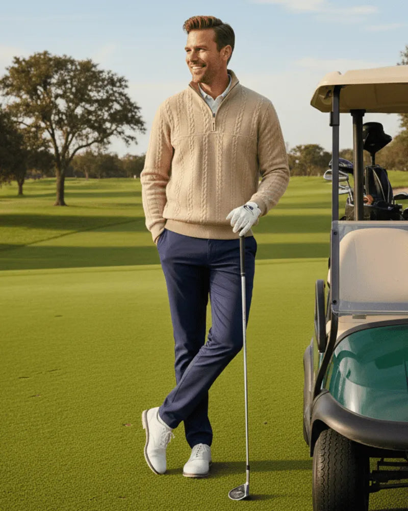 Knit Sweater with Half Zipper - The Driver