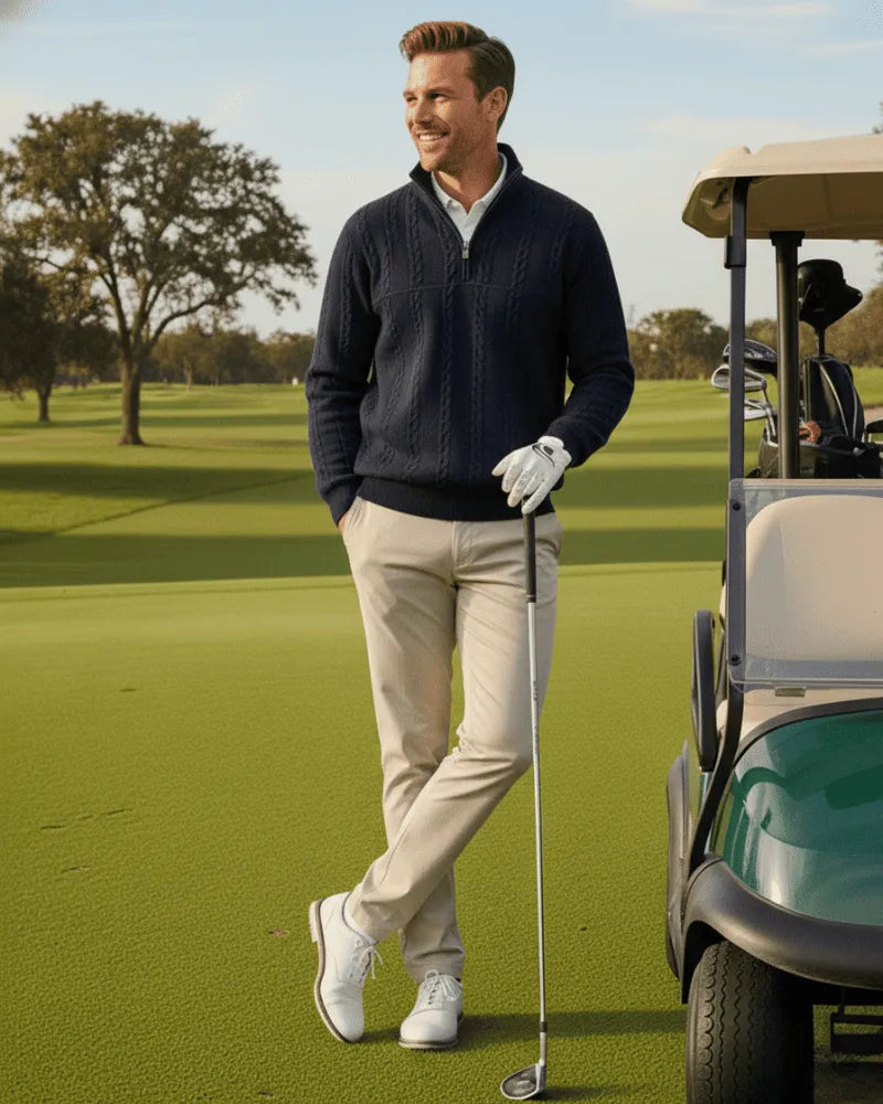 Knit Sweater with Half Zipper - The Driver