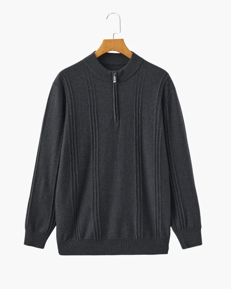 Luxury 100% Cashmere Ribbed Half Zip
