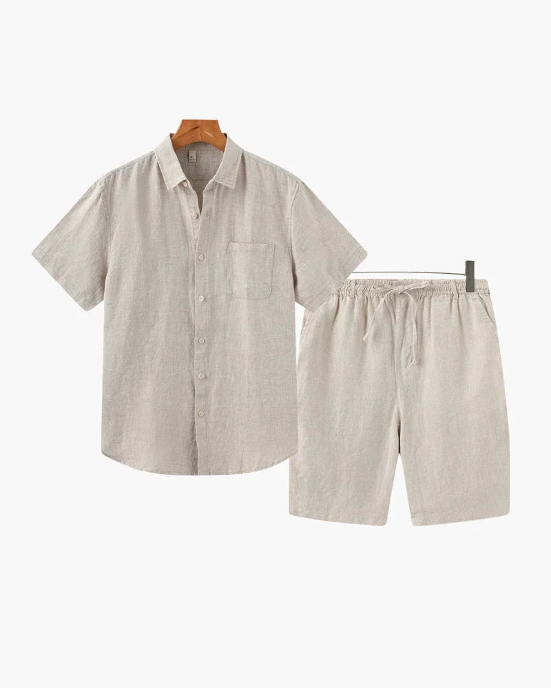 Linen Summer Set – Short Sleeve Shirt & Shorts