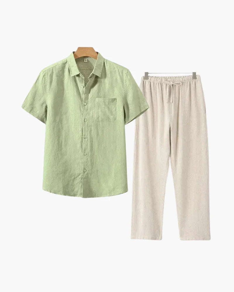 Linen Set – Short Sleeve Shirt & Pants – The Bayside