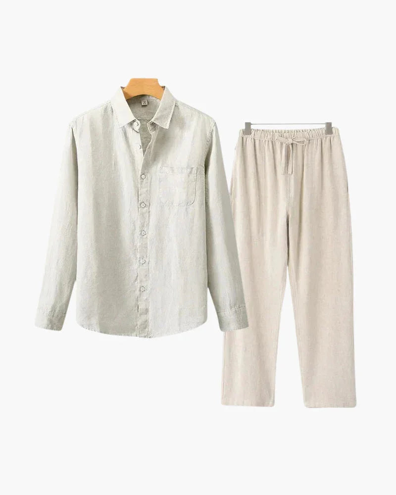 Linen Set Long Sleeve Shirt & Drawstring Pants – The Fairway