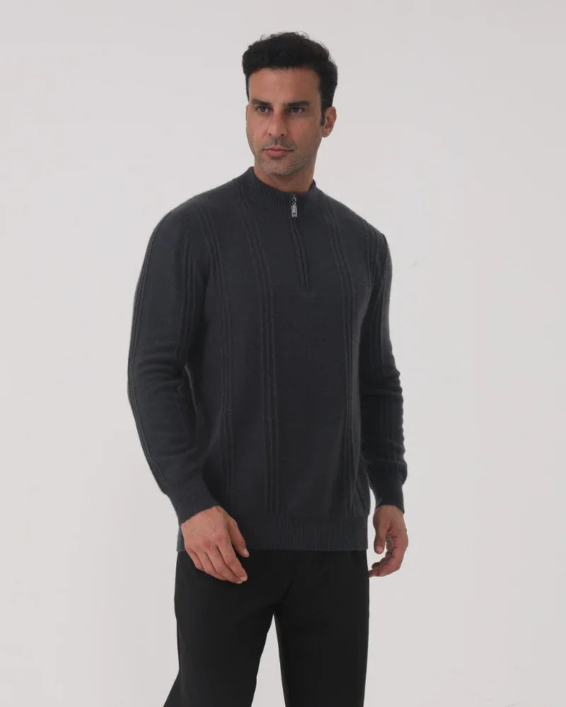 Luxury 100% Cashmere Ribbed Half Zip