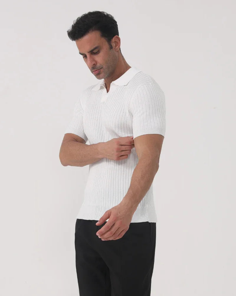 Ribbed Knit Polo Shirt – The Par