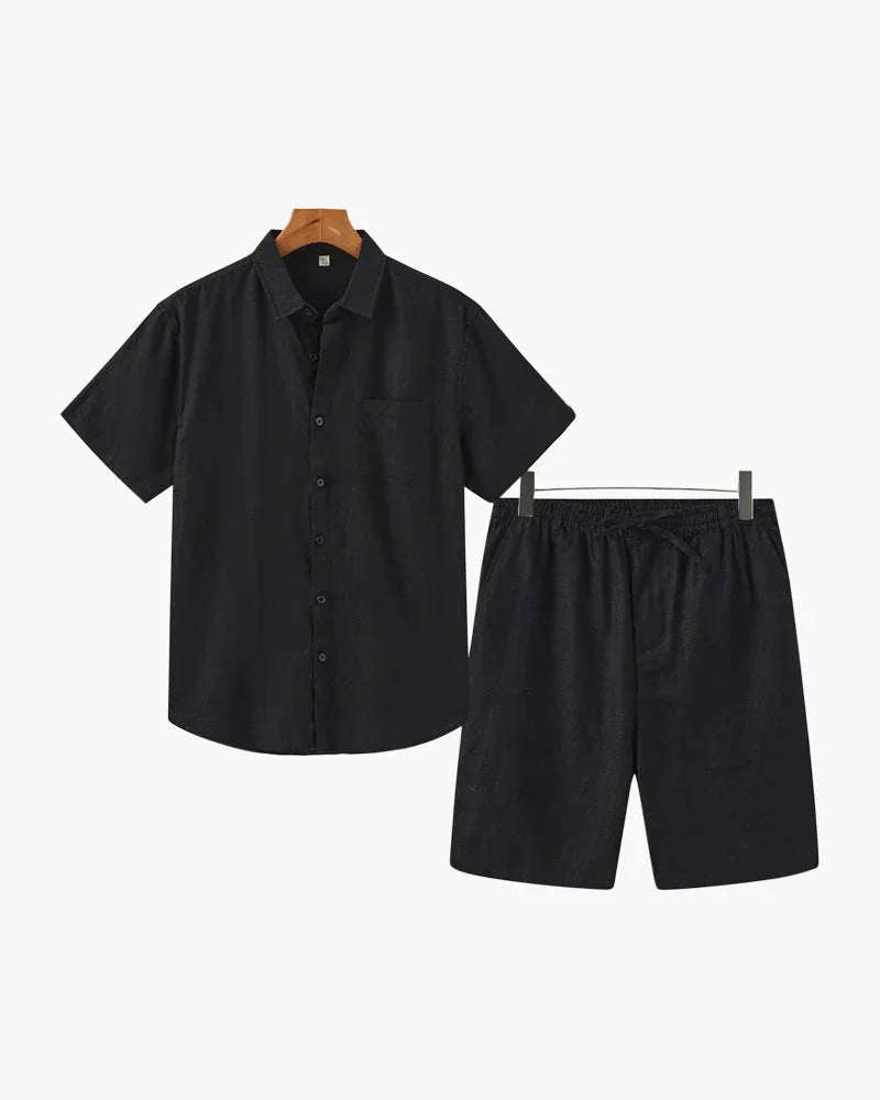 Linen Summer Set – Short Sleeve Shirt & Shorts