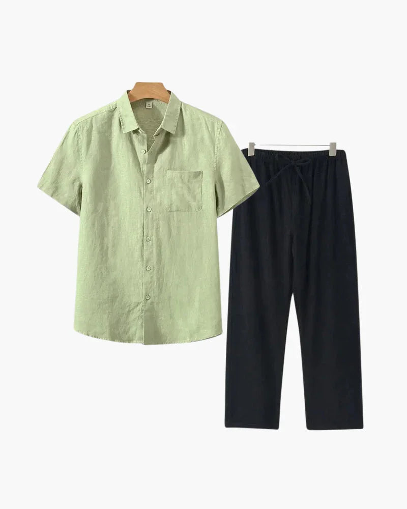 Linen Set – Short Sleeve Shirt & Pants – The Bayside