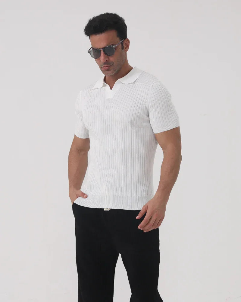 Ribbed Knit Polo Shirt – The Par