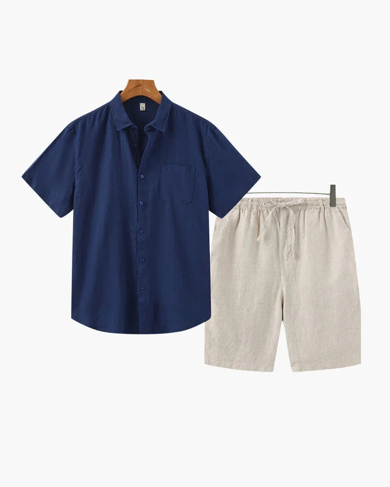 Linen Summer Set – Short Sleeve Shirt & Shorts