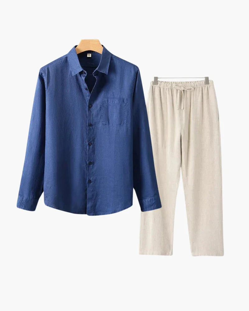 Linen Set Long Sleeve Shirt & Drawstring Pants – The Fairway