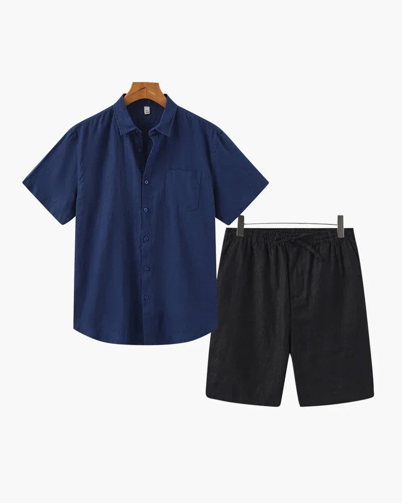 Linen Summer Set – Short Sleeve Shirt & Shorts