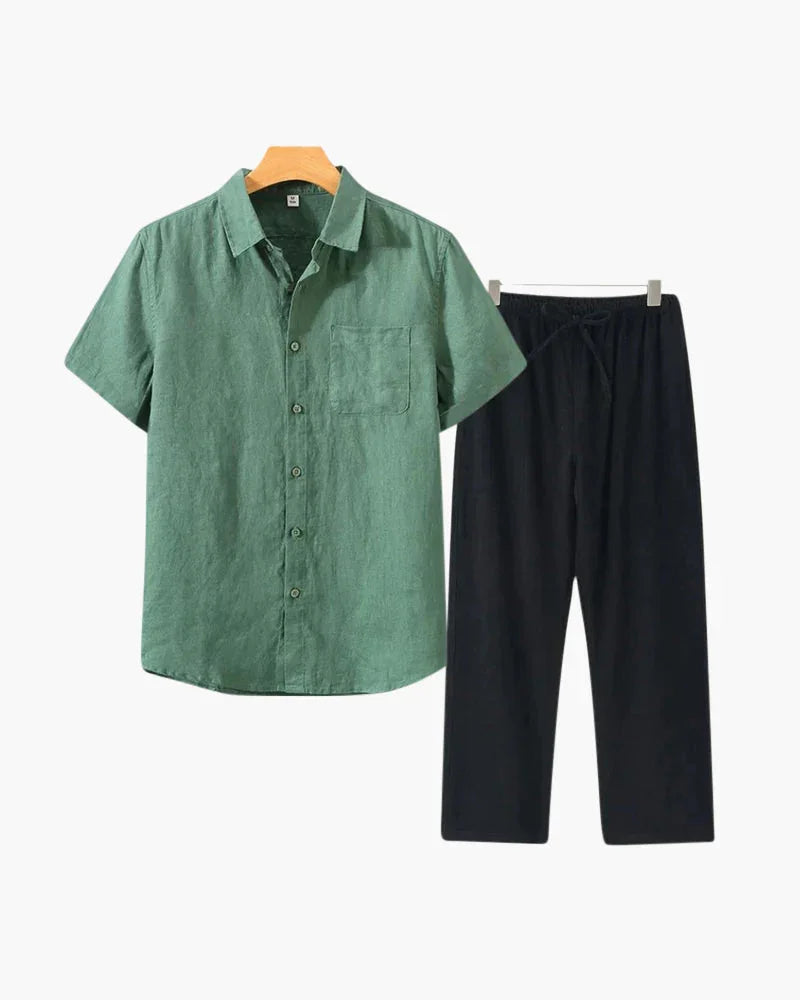 Linen Set – Short Sleeve Shirt & Pants – The Bayside