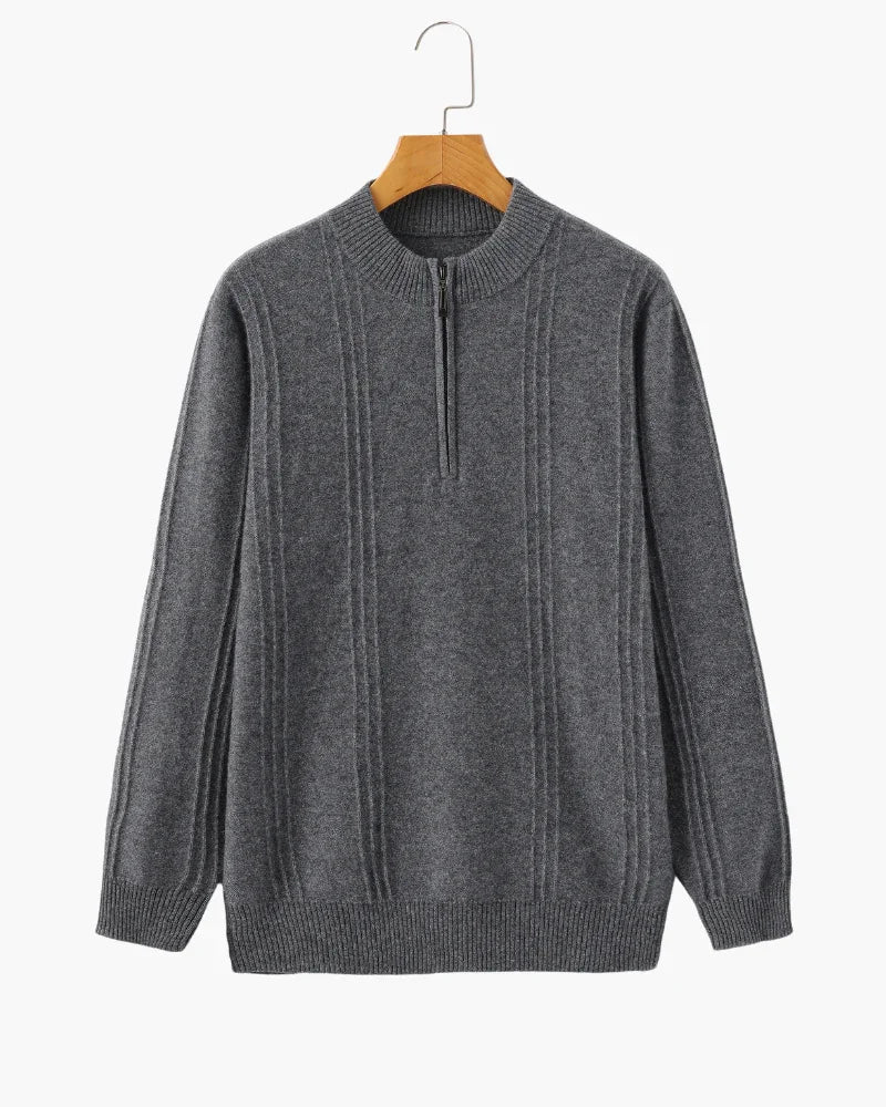 Luxury 100% Cashmere Ribbed Half Zip