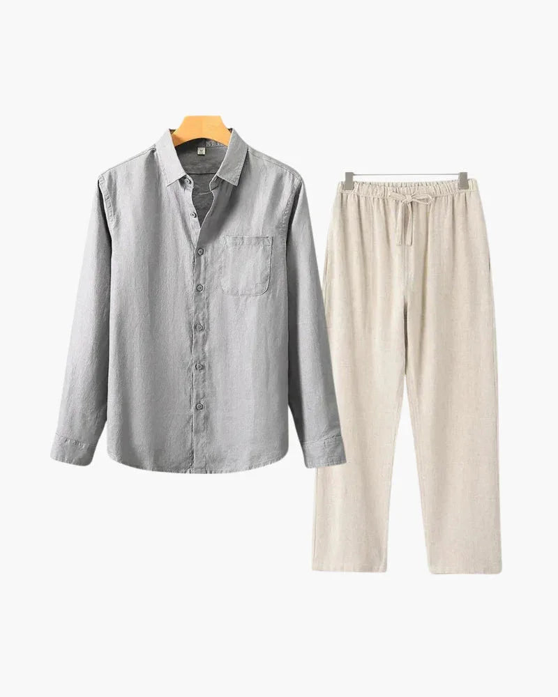 Linen Set Long Sleeve Shirt & Drawstring Pants – The Fairway