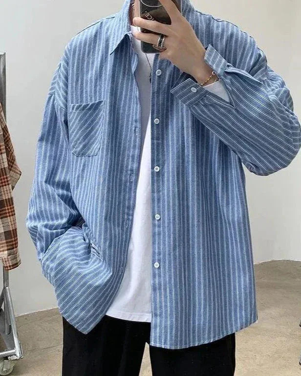 Oversized Striped Button-Up Shirt
