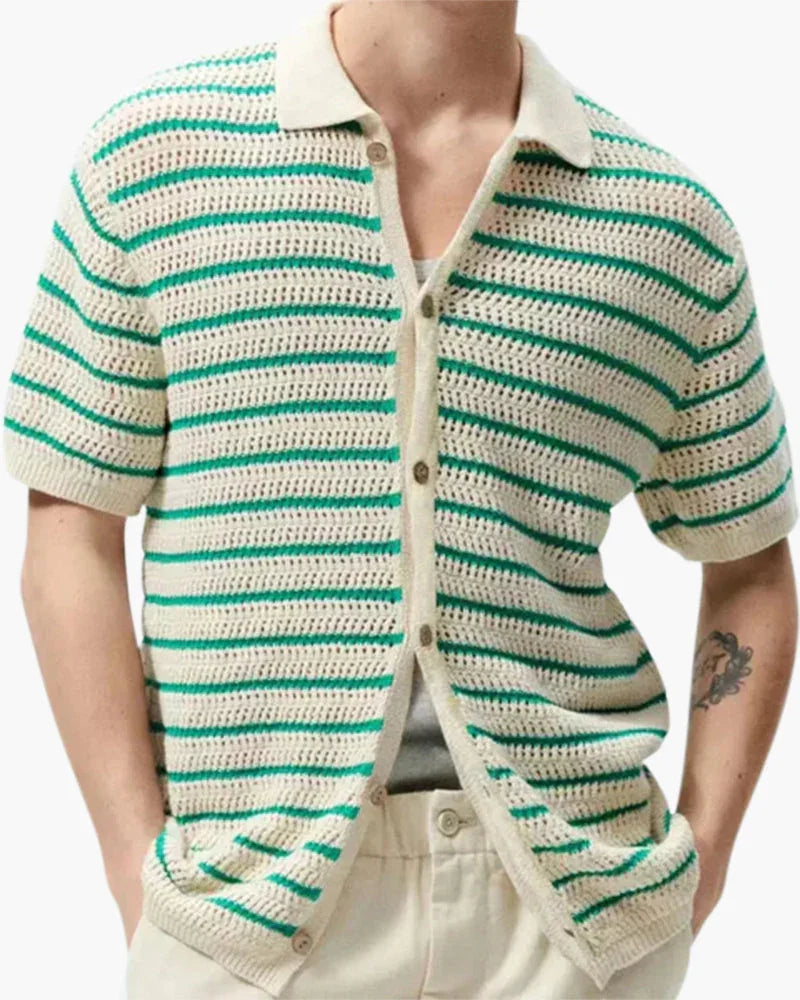 Marbella - Knitted Button Button-Up Shirt