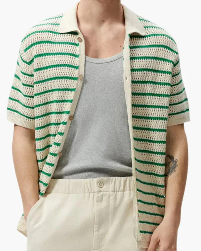 Marbella - Knitted Button Button-Up Shirt