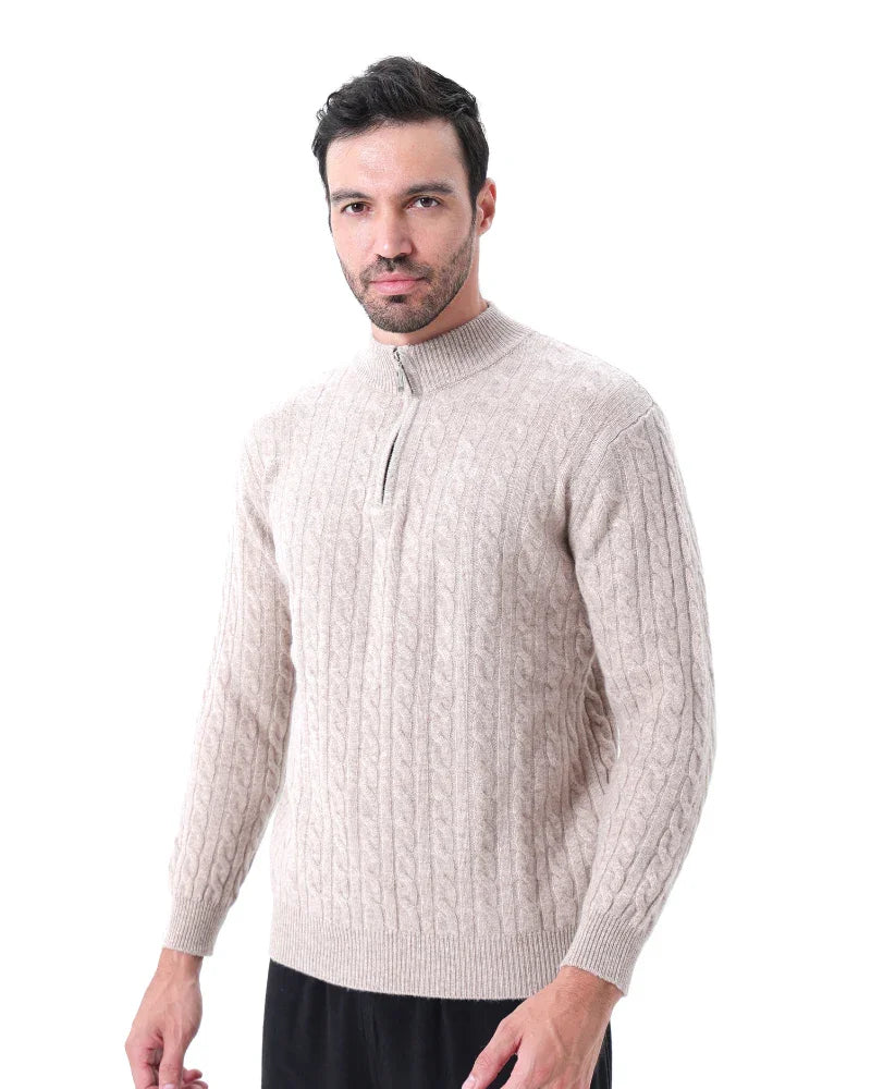 Cashmere Sweater – Cable-Knit Half-Zip [Winter Luxury Deal]