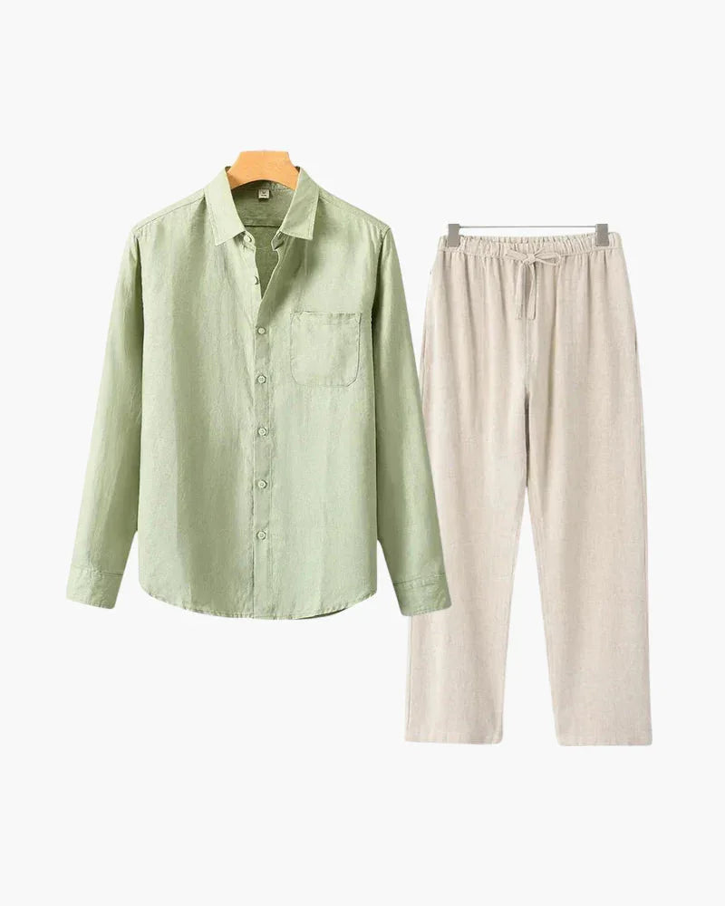 Linen Set Long Sleeve Shirt & Drawstring Pants – The Fairway