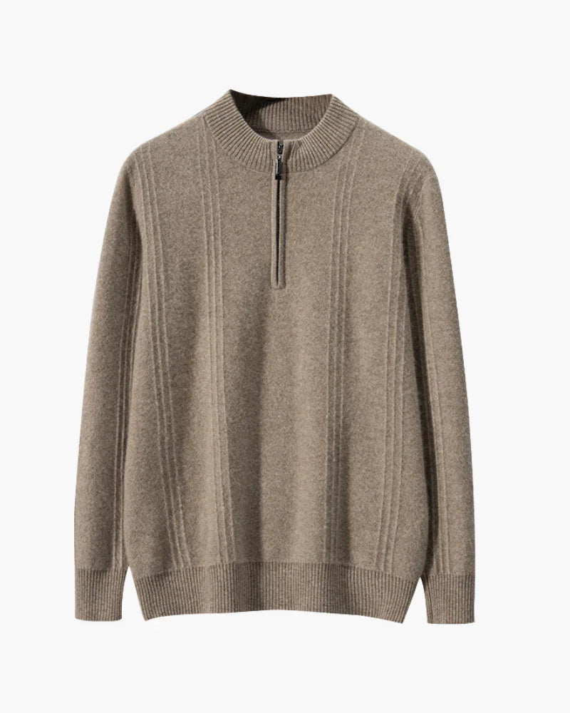 Luxury 100% Cashmere Ribbed Half Zip