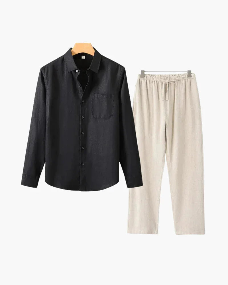 Linen Set Long Sleeve Shirt & Drawstring Pants – The Fairway