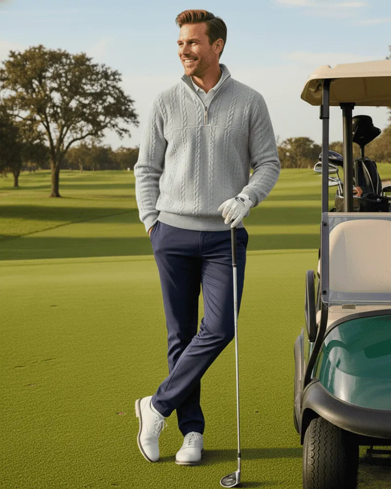 Knit Sweater with Half Zipper - The Driver