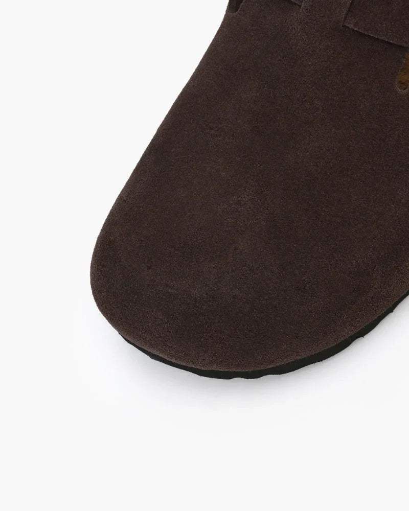 Suede Buckle Clogs – The Riviera