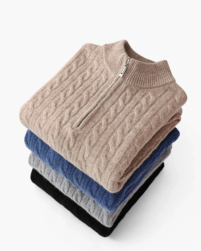 Cashmere Sweater – Cable-Knit Half-Zip [Winter Luxury Deal]