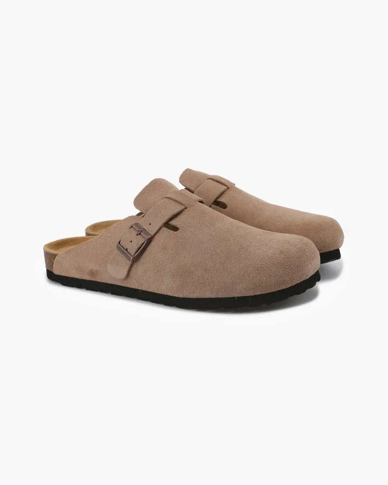 Suede Buckle Clogs – The Riviera