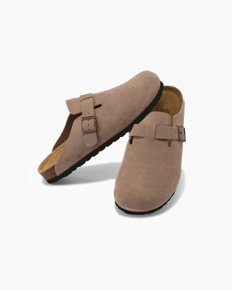 Suede Buckle Clogs – The Riviera