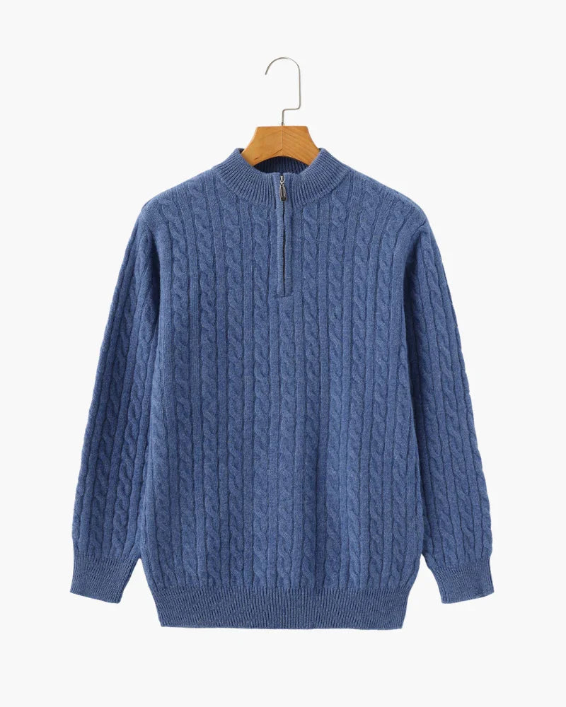 Cashmere Sweater – Cable-Knit Half-Zip [Winter Luxury Deal]