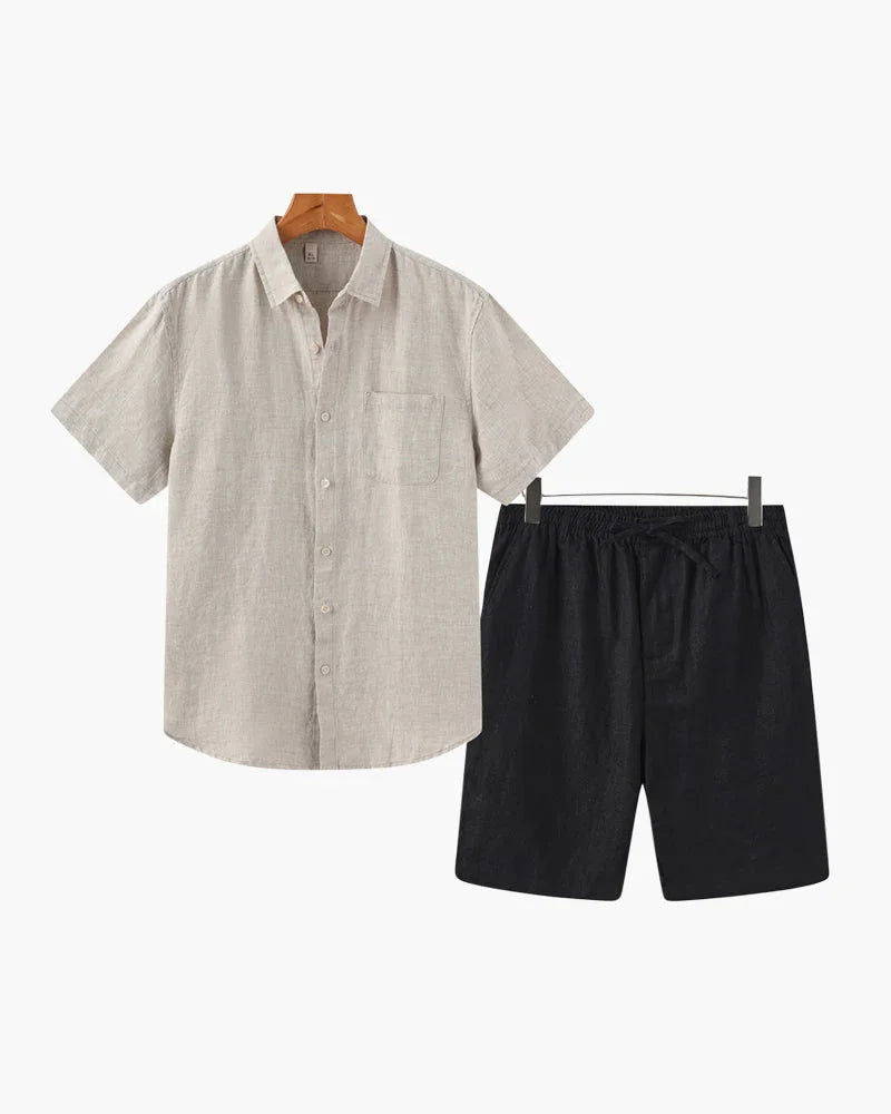 Linen Summer Set – Short Sleeve Shirt & Shorts
