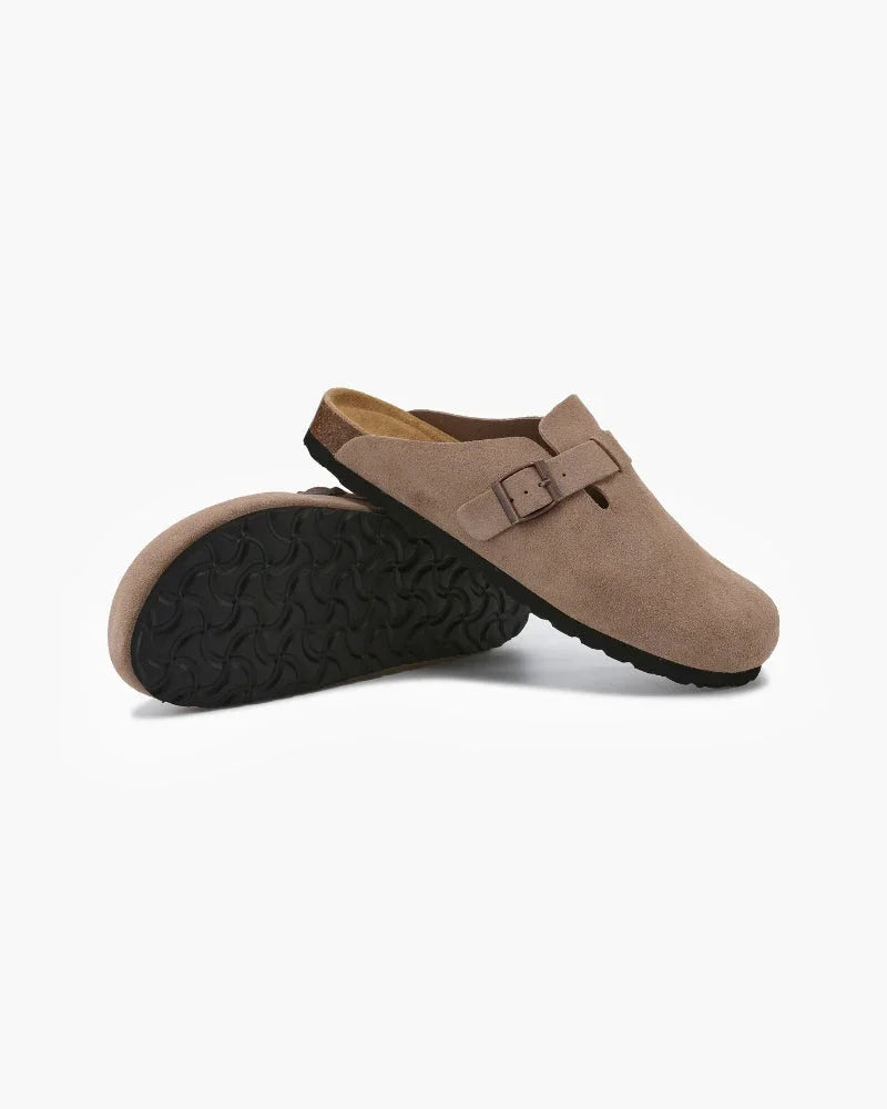 Suede Buckle Clogs – The Riviera