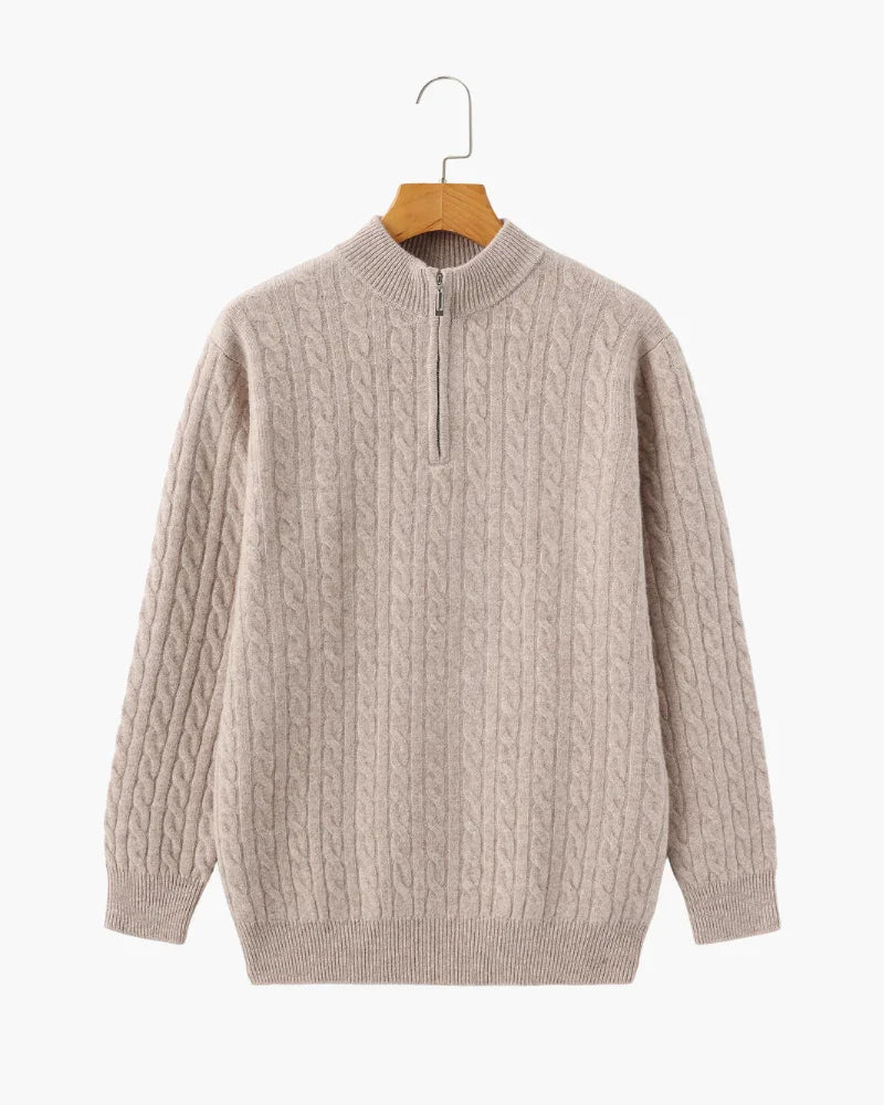 Cashmere Sweater – Cable-Knit Half-Zip [Winter Luxury Deal]