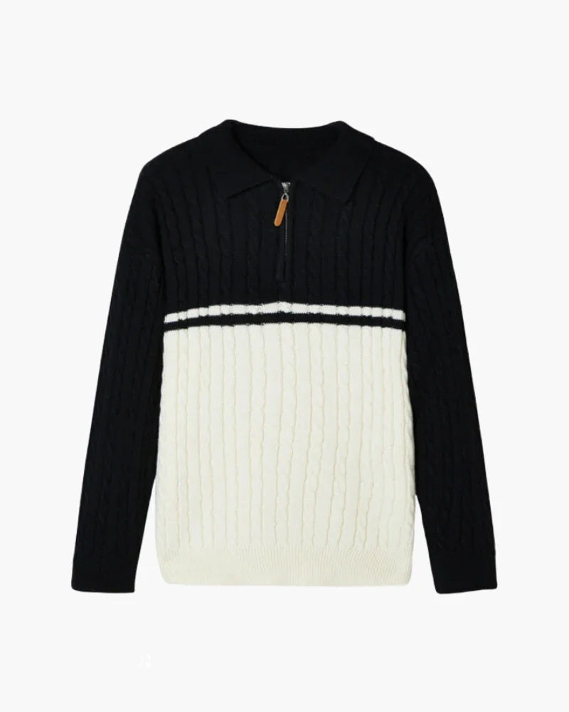 Merino Wool Half-Zip Sweater – Cable-Knit [Winter Luxury Deal]