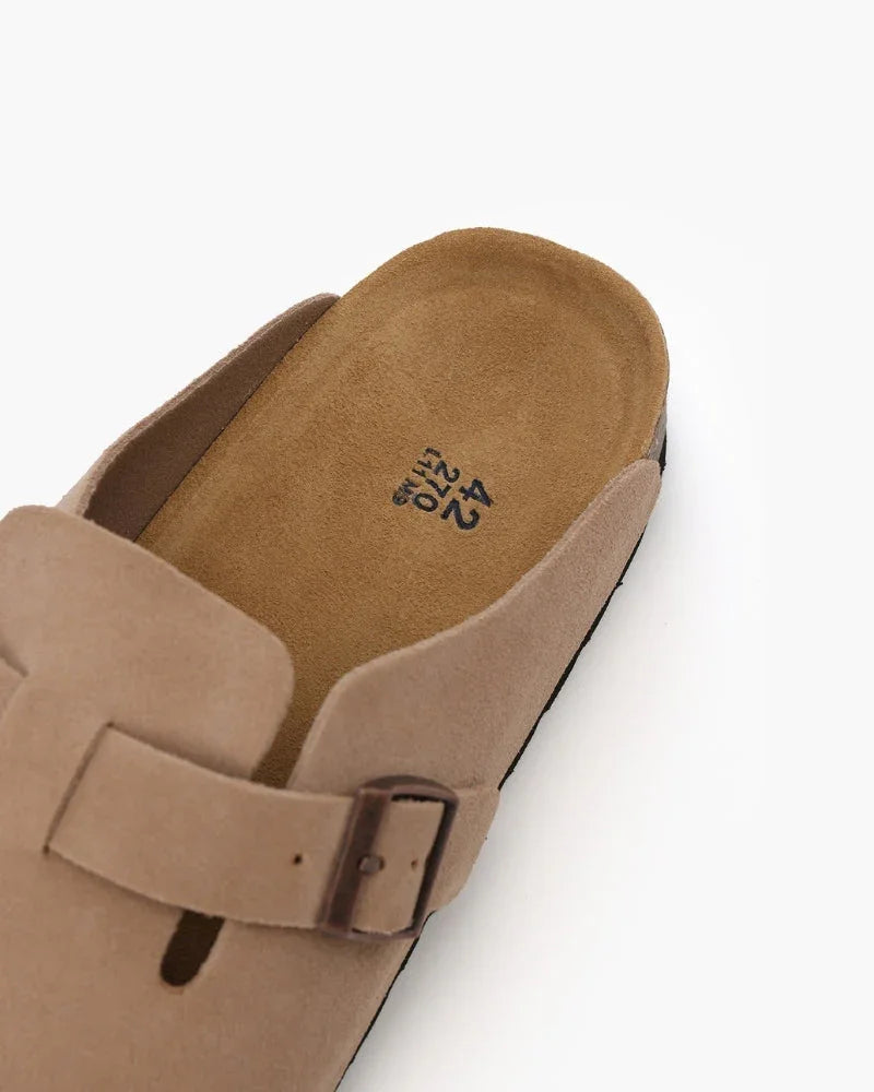 Suede Buckle Clogs – The Riviera