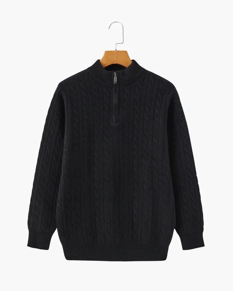 Cashmere Sweater – Cable-Knit Half-Zip [Winter Luxury Deal]