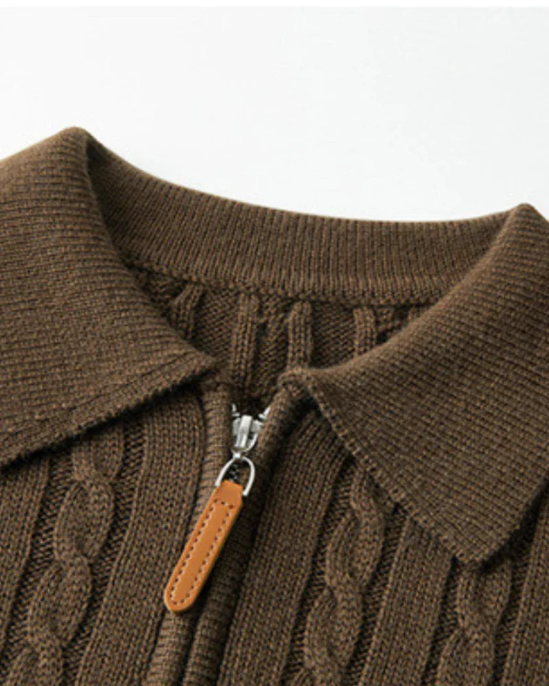 Merino Wool Half-Zip Sweater – Cable-Knit [Winter Luxury Deal]