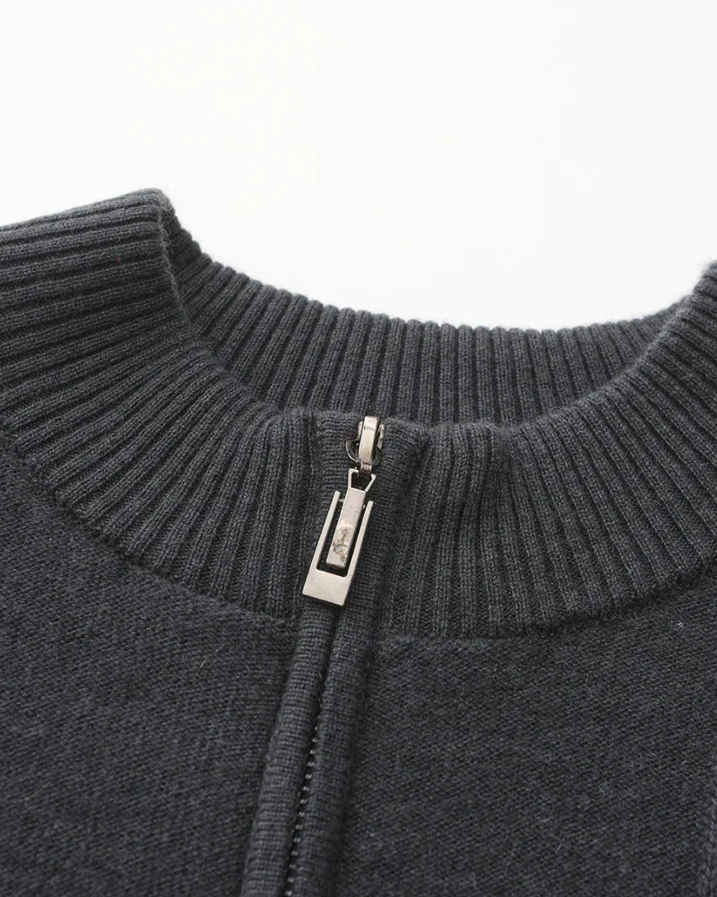 Luxury 100% Cashmere Ribbed Half Zip