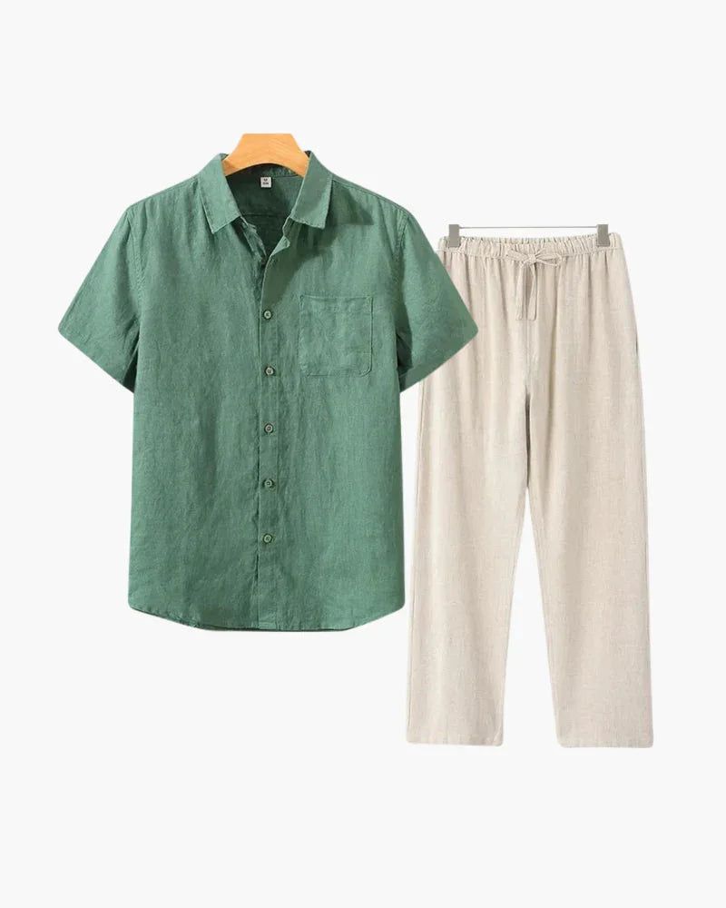 Linen Set – Short Sleeve Shirt & Pants – The Bayside