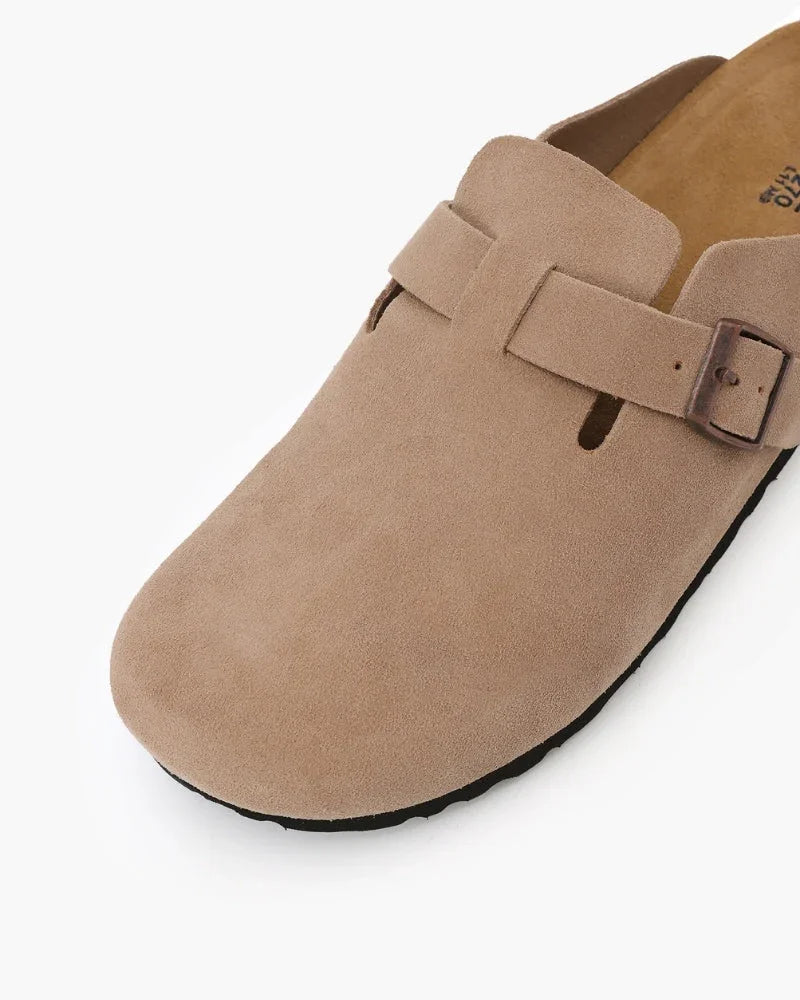 Suede Buckle Clogs – The Riviera