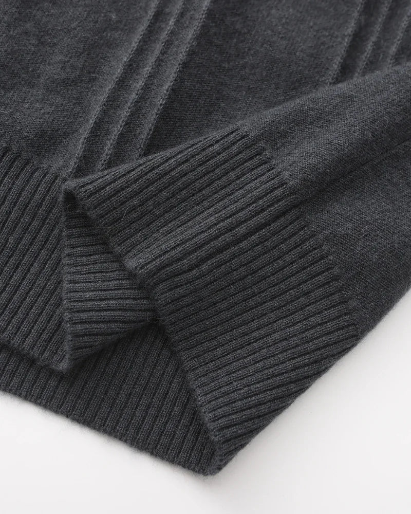 Luxury 100% Cashmere Ribbed Half Zip