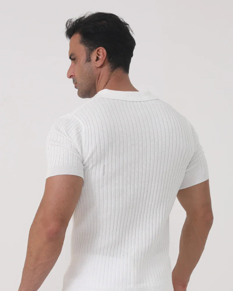 Ribbed Knit Polo Shirt – The Par