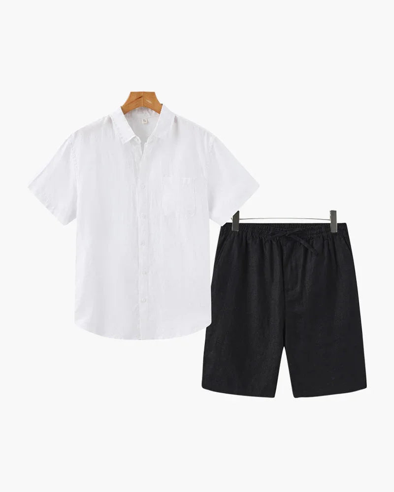 Linen Summer Set – Short Sleeve Shirt & Shorts