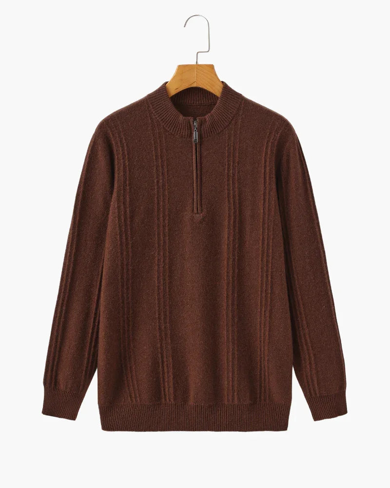 Luxury 100% Cashmere Ribbed Half Zip